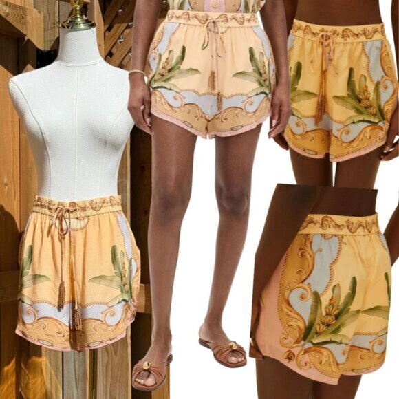 🆕 FARM Rio 🧿 NWOT Multicolor Banana Royalty Kaleidoscope Shorts, Sz L - Picture 1 of 16